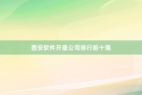 西安软件开垦公司排行前十强